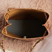 Stylish Tan PU Self Pattern Handbags For Women-thumb1
