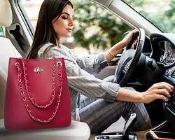Stylish Red PU Self Pattern Handbags For Women-thumb2