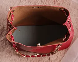 Stylish Red PU Self Pattern Handbags For Women-thumb3