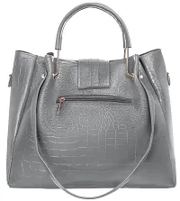 Stylish Grey PU Self Pattern Handbags For Women-thumb2