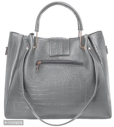 Stylish Grey PU Self Pattern Handbags For Women-thumb3