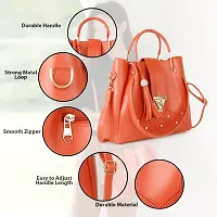 Stylish Orange PU Self Pattern Handbags For Women-thumb2