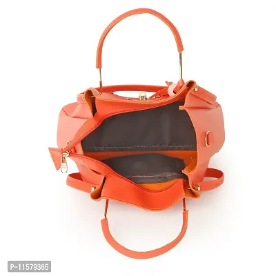 Stylish Orange PU Self Pattern Handbags For Women-thumb4