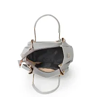 Stylish Grey PU Self Pattern Handbags For Women-thumb2