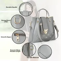 Stylish Grey PU Self Pattern Handbags For Women-thumb3