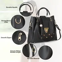 Stylish Black PU Self Pattern Handbags For Women-thumb2