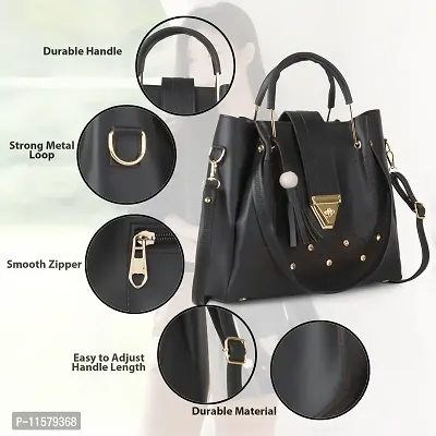 Stylish Black PU Self Pattern Handbags For Women-thumb3