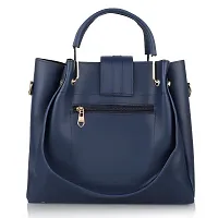 Stylish Blue PU Self Pattern Handbags For Women-thumb3