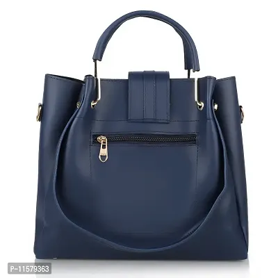 Stylish Blue PU Self Pattern Handbags For Women-thumb4