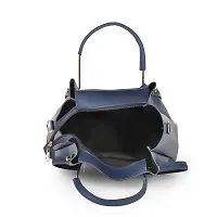 Stylish Blue PU Self Pattern Handbags For Women-thumb1