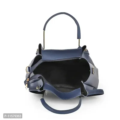 Stylish Blue PU Self Pattern Handbags For Women-thumb2