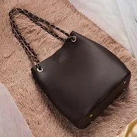Stylish Brown PU Self Pattern Handbags For Women-thumb3