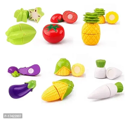 Realistic Sliceable Fruits and Vegetables Cutting, Knife and Plate-thumb5