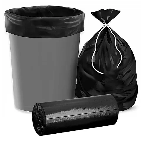 Premium Plastic Biodegradable Garbage Bags (Dustbin Bag/Trash Bag) (Black Colour)19x21 inches(30 Bags Per Roll) (1)