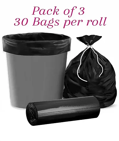 Garbage Bag/Dustbin Bags/Trash Bags, save water usage this bag,clean India - Medium - 19x21 inches Black - (30 Bags Per Roll) (1)