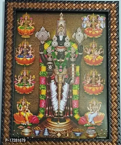 Tirumala Srinivasa Tirupati Balaji Govinda Swamy Sri Venkateswara Perumal with Ashta Asta Eight LakshmiPhoto Frame 9*12inches