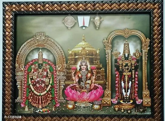 Tirupati Balaji Lakshmi Padmavati Venkateshwara Govinda swamy with Swarna Gold Gopuram 9*12 inches frame