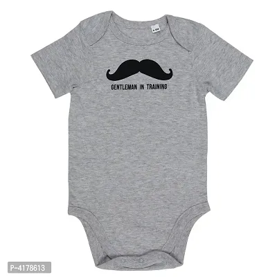 Stylish Cotton Grey Moustache Printed Rompers For Kids-thumb0