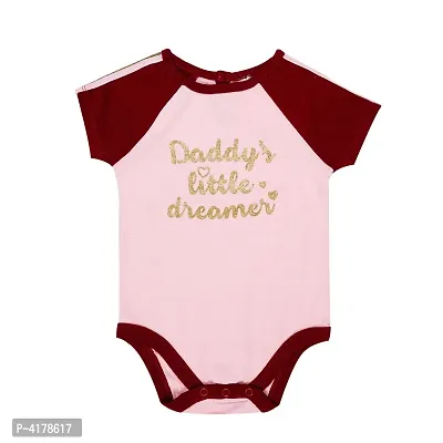 Stylish Cotton Pink Quote Printed Romper For Kids