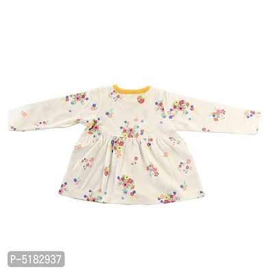 White Front Tich Buttoned Printed Frock Cum Top  For Baby Girls-thumb2