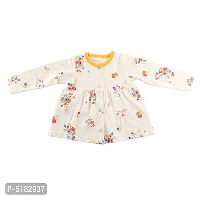 White Front Tich Buttoned Printed Frock Cum Top  For Baby Girls-thumb0