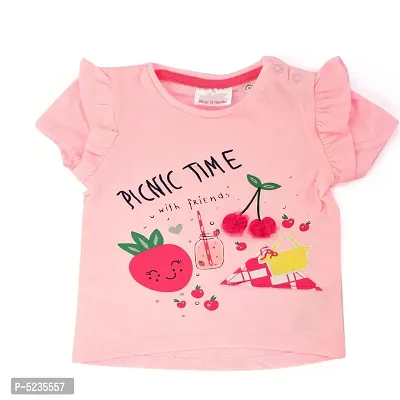 Cotton Printed Pink T-Shirt For Baby Girls-thumb0