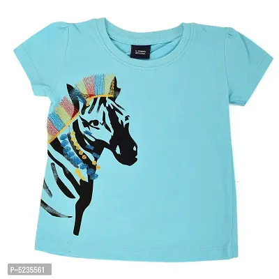 Cotton Zebra Printed Light Blue T-Shirt Fir Girls And Boys