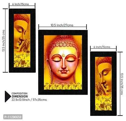 SAF UV Textured Buddha Print Framed Painting Set of 3 for Home Decoration ? Size 35 x 2 x 50 cm SANFSA7706-thumb3