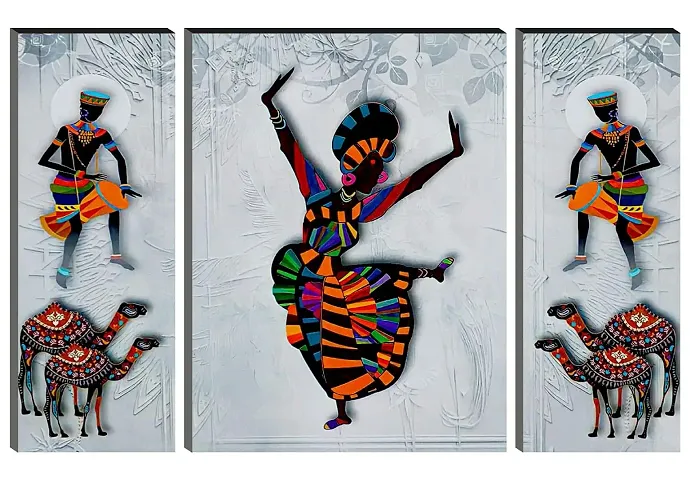 Halax Overseas Set Of 3-Piece Traditional Dance Modern Art (DL1) MDF Framed Painting Set (12X18 Inch,Multicolor)- Perfect Scenery For Home Decor, Living Room, Office And Gifting.