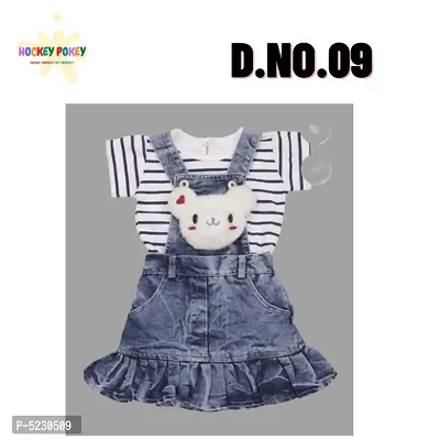 Kids Denim Printed Dungaree-thumb0