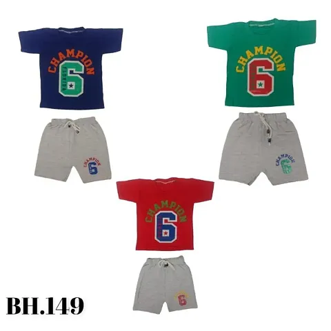 Hockey Pokey Baby Boy Champion Print Top Bottom set- Pack of 3