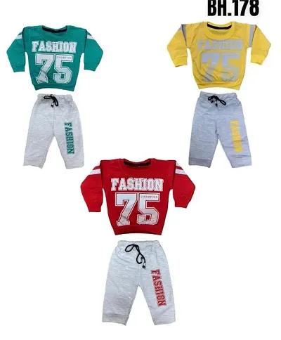 Classy Cotton Printed Baba Suit For Kids Pack of 3