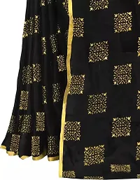 FASHIONLUST Women's NAZNEEN FOIL PRINT WORK Saree With JACQUARD work Blouse Piece BLACK-thumb4