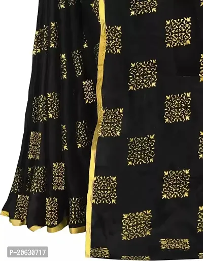 FASHIONLUST Women's NAZNEEN FOIL PRINT WORK Saree With JACQUARD work Blouse Piece BLACK-thumb5