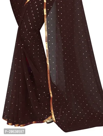 FASHIONLUST Women's NAZNEEN FOIL PRINT WORK Saree With JACQUARD work Blouse Piece Brown-thumb4