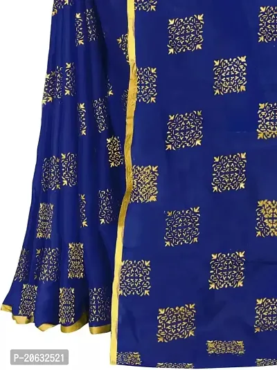 FASHIONLUST Women's NAZNEEN FOIL PRINT WORK Saree With JACQUARD work Blouse Piece NAVY-thumb5