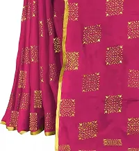 FASHIONLUST Women's NAZNEEN FOIL PRINT WORK Saree With JACQUARD work Blouse Piece PINK-thumb4