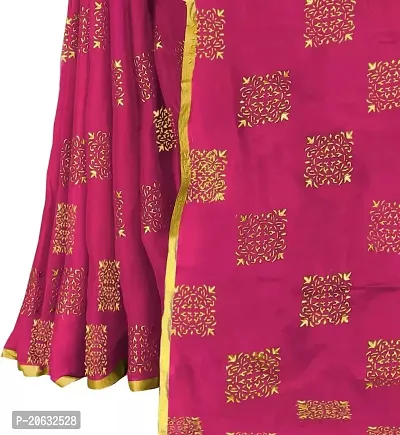 FASHIONLUST Women's NAZNEEN FOIL PRINT WORK Saree With JACQUARD work Blouse Piece PINK-thumb5