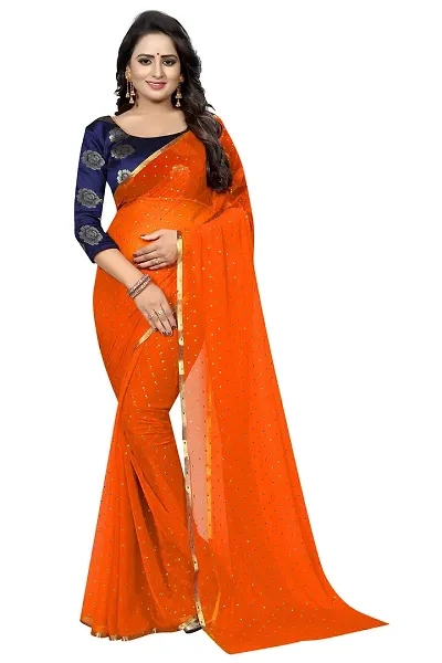 FASHIONLUST Women's NAZNEEN FOIL PRINT WORK Saree With JACQUARD work Blouse Piece