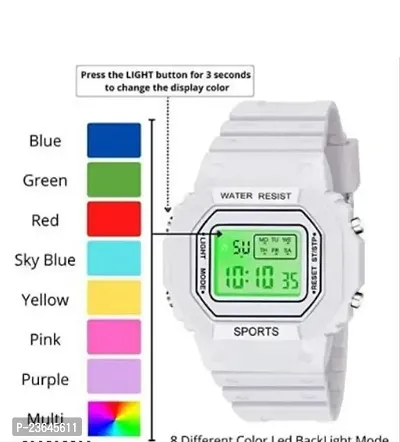 Skgm Unisex white Rubber Casual Watches Name: skgm Unisex white Rubber Casual Watches Strap Material: Silicon Display Type: Digital Size: Free Size Add Ons: Additional Strap Net Quantity (N): 1 NOT