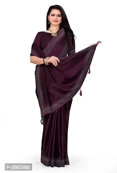 Elegant Purple Georgette Self Pattern Women Saree with Blouse piece-thumb0