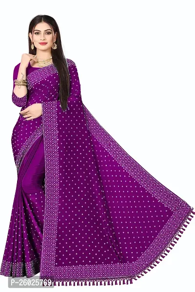 Elegant Purple Georgette Self Pattern Women Saree with Blouse piece-thumb0