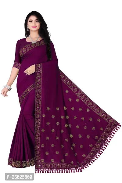 Elegant Purple Georgette Self Pattern Women Saree with Blouse piece-thumb0