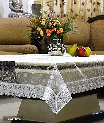 Handloom Best Rectangular Thick 4 to 6 Seater Waterproof 3D Dining Table Cover, Size-40x60 With Silver Border 6-thumb3