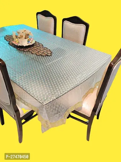Handloom Best Rectangular Thick 4 to 6 Seater Waterproof 3D Dining Table Cover, Size-40x60 With Gold Border 5-thumb0