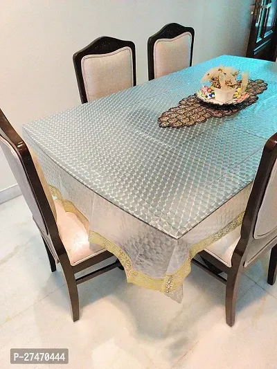 Handloom Best Rectangular Thick 4 to 6 Seater Waterproof 3D Dining Table Cover, Size-40x60 With Gold Border 1-thumb0