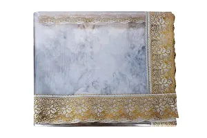 HANDLOOM-BEST 2-4 Seater Waterproff Transparent PVC Table Cover; Anti Slip; 40x60 Inches with Gold Border 7-thumb3