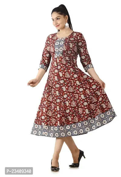 Cotton Feb Gallery Cotton Floral Printed Anarkali Flared Kurti for Women-thumb3