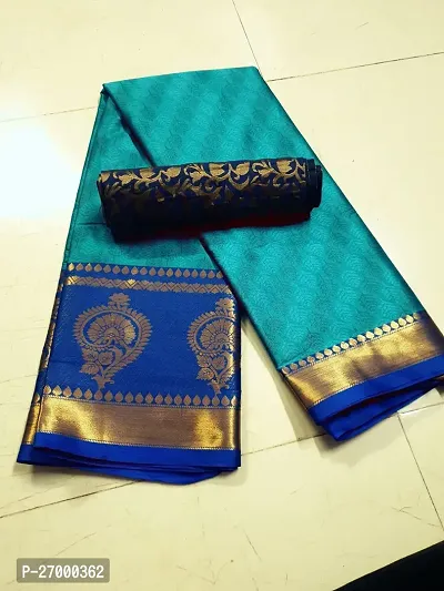 Classic Cotton Silk Saree with Blouse piece  For Women-thumb0