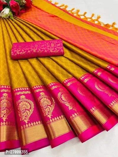 Classic Cotton Silk Saree with Blouse piece  For Women